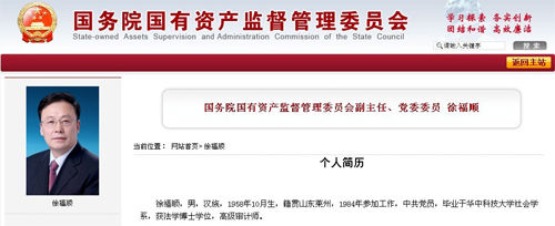 国务院国资委网站截图