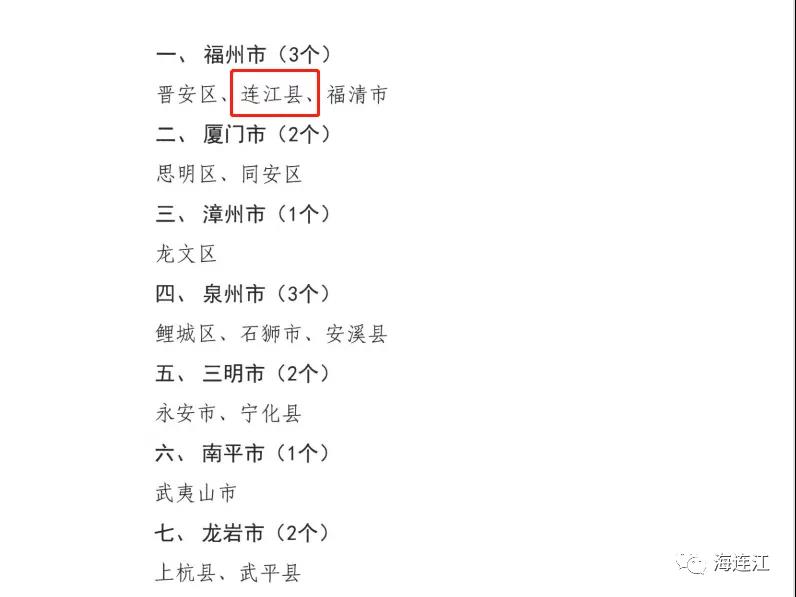 全国名单公布！连江入选！