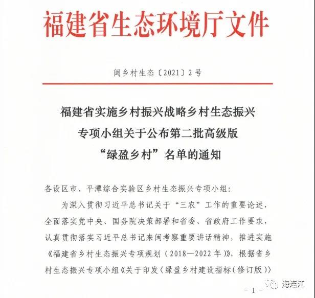 省级！连江3个村入选