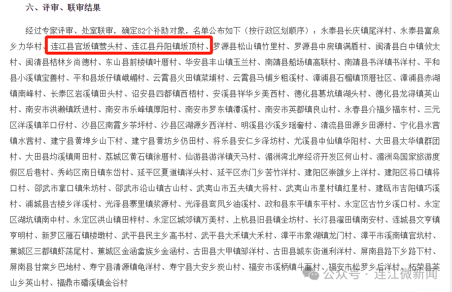 省级补助名单！连江两个村入选！