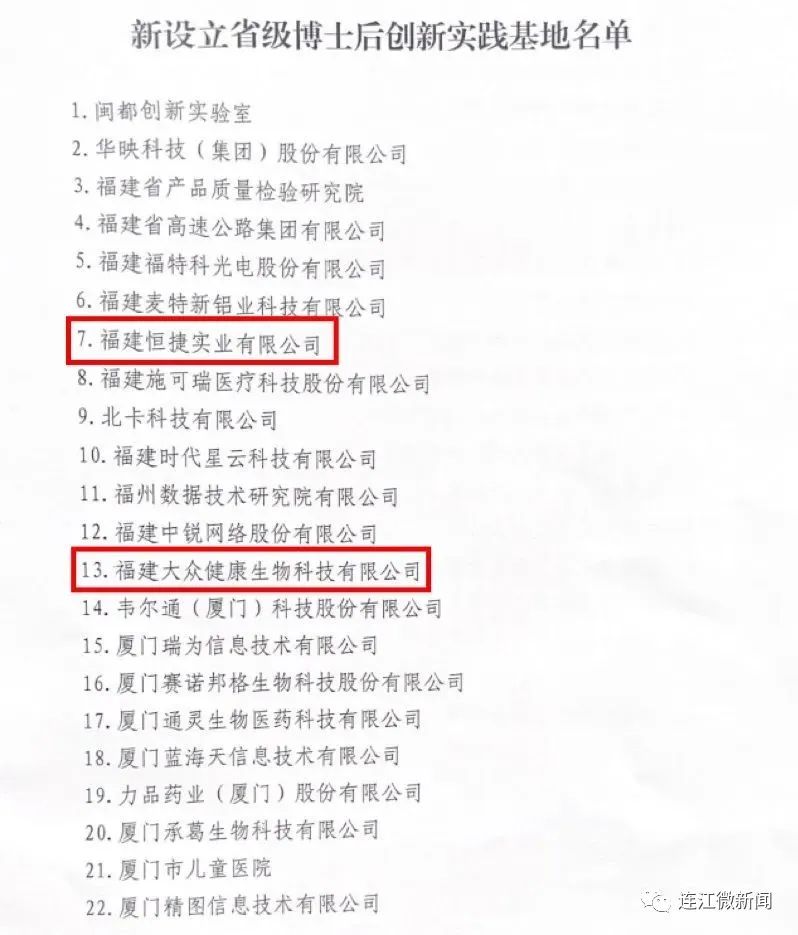 省级名单公布！连江新增两家！