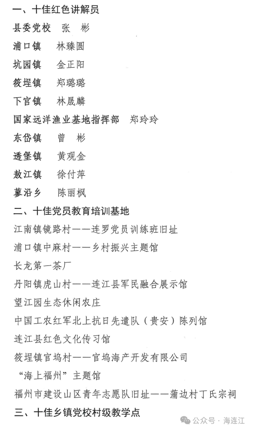 连江县召开深化主题教育推进基层党建品牌创新暨农村党员教育管理“九个十佳”表彰会